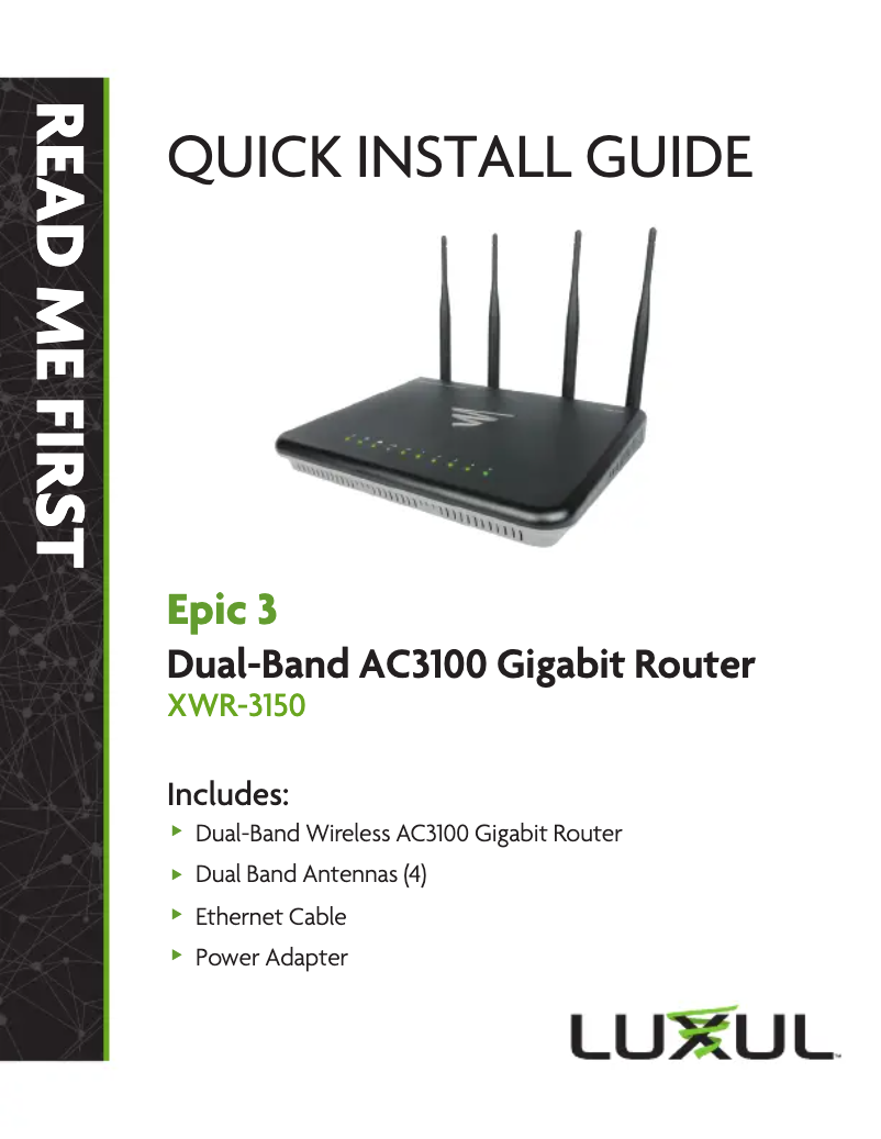 Page n°1 - Manuel utilisateur Luxul Epic 3 XWR-3150