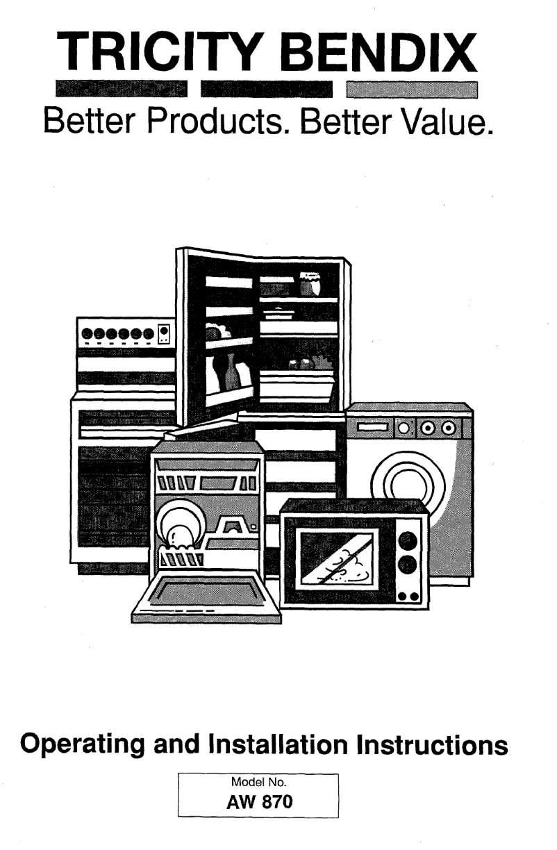 Page 1 de la notice Manuel utilisateur Tricity Bendix AW 870