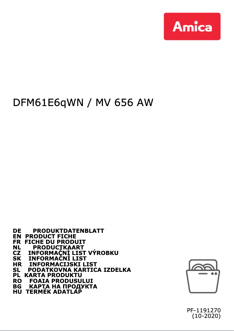 Página 1 del manual Ficha técnica Amica DFM61E6qWN