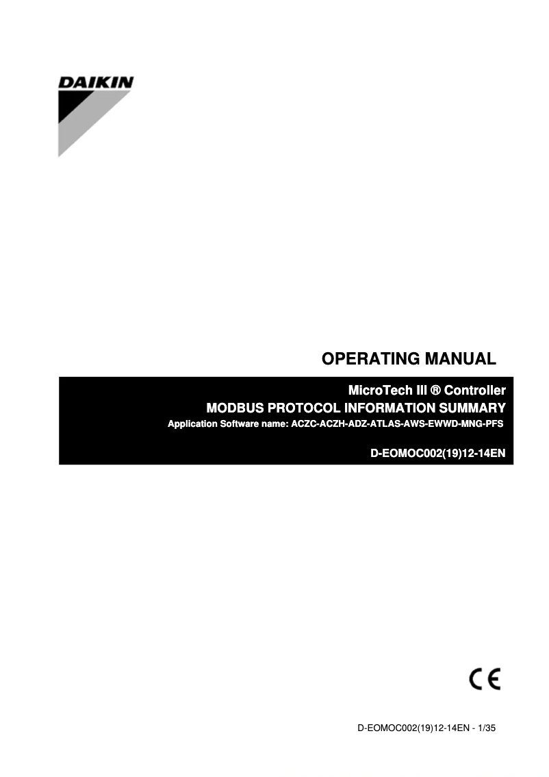 Page n°1 - Manuel utilisateur Daikin EWLD950I-SS