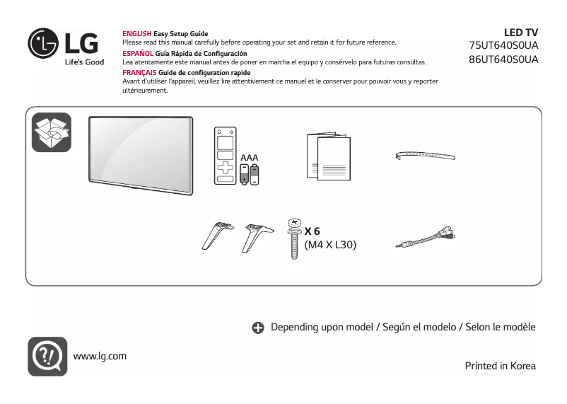 Página 1 del manual Manual de usuario LG 75UT640S0UA