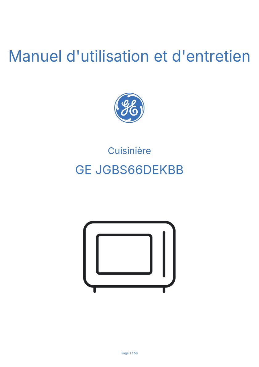 Image de la première page du manuel de l'appareil JGBS66DEKBB
