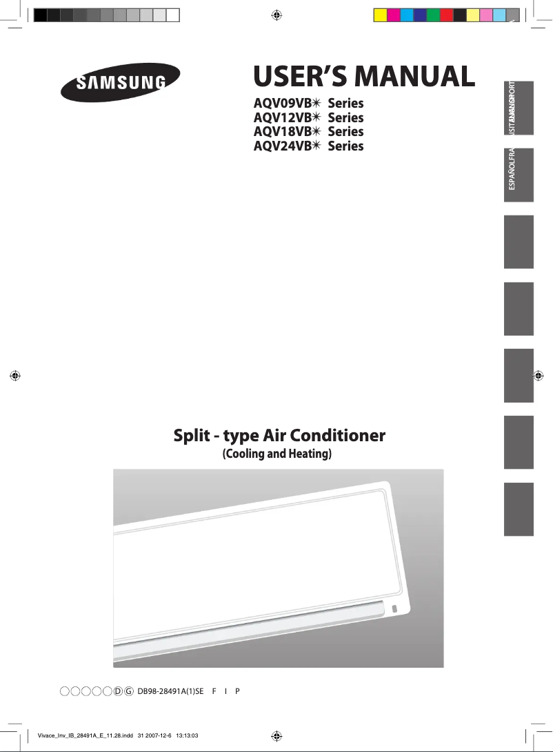 Page 1 de la notice Manuel utilisateur Samsung AQV09VBCN