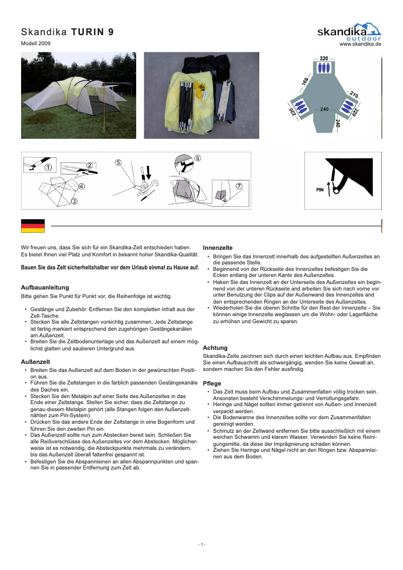 Page n°1 - Manuel utilisateur Skandika Turin 9