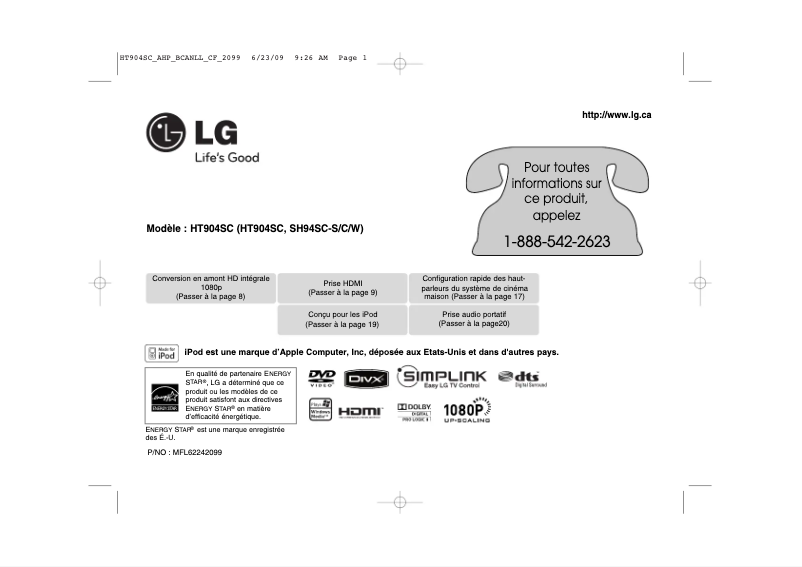 Page n°1 - Manuel utilisateur LG HT904SC