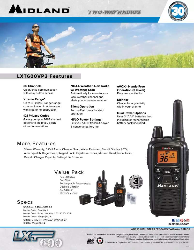 Image de la première page du manuel de l'appareil LXT600VP3