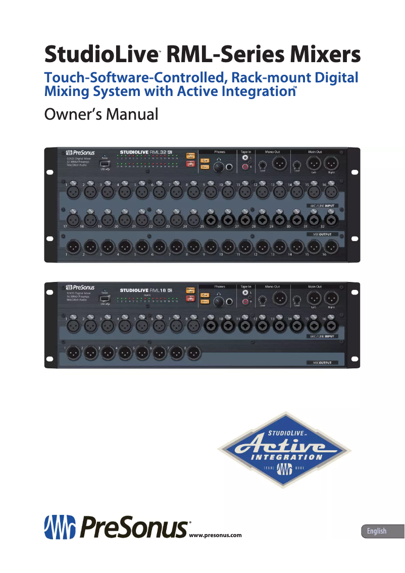 Page n°1 - Manuel utilisateur PreSonus StudioLive RML16AI