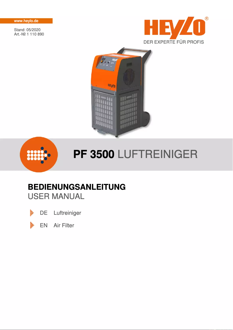 Page 1 de la notice Manuel utilisateur Heylo DCS-PF 3500