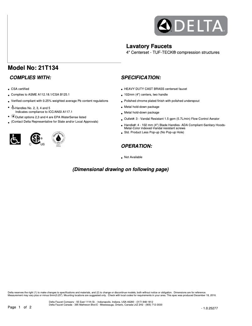 Página 1 del manual Manual de usuario Delta 21T134