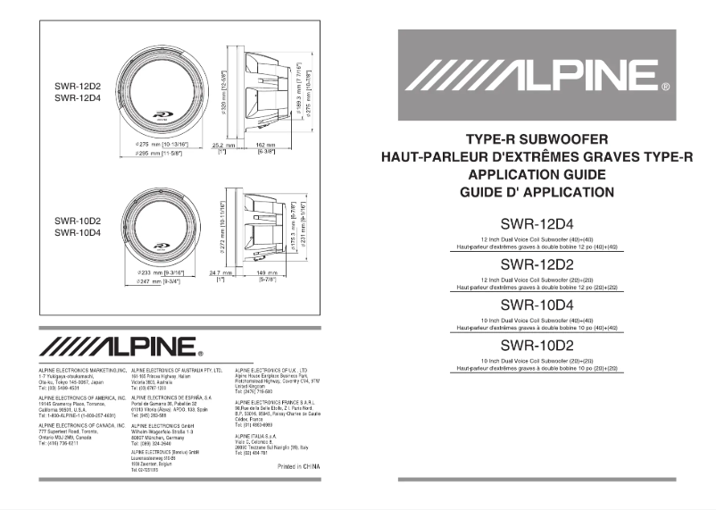Page n°1 - Manuel utilisateur Alpine SWR-12D4