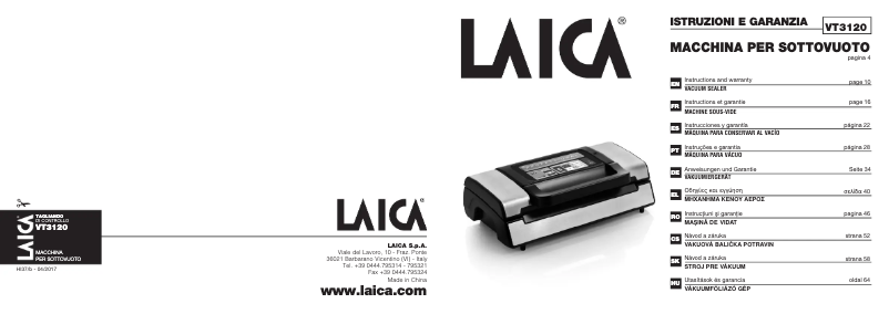 Page 1 de la notice Manuel utilisateur Laica VT3120