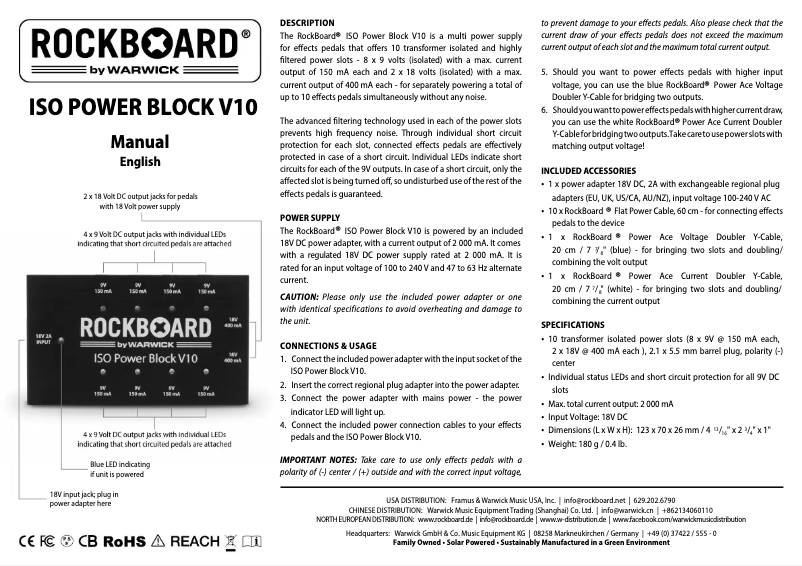Page n°1 - Manuel utilisateur Rockboard ISO Power Block V10