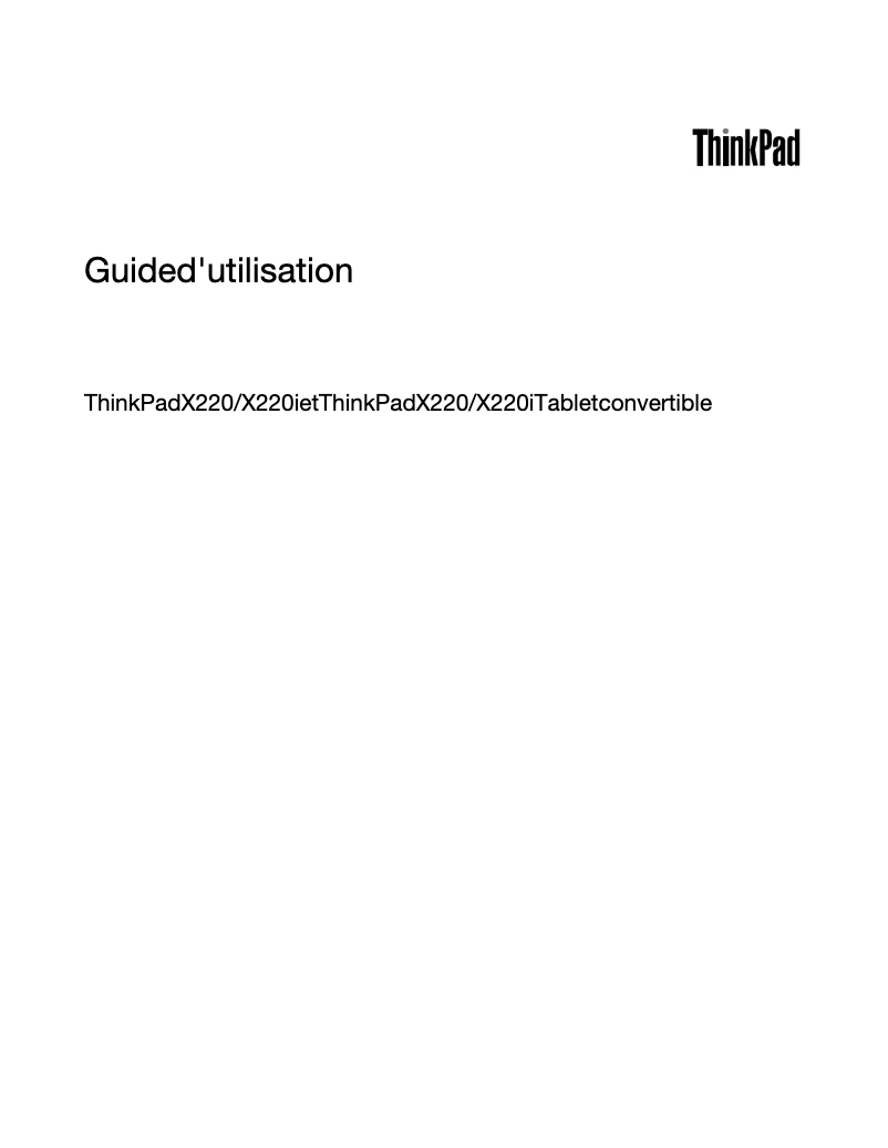 Image de la première page du manuel de l'appareil ThinkPad X220i