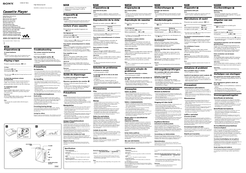 Page 1 de la notice Manuel utilisateur Sony Walkman WM-EX192
