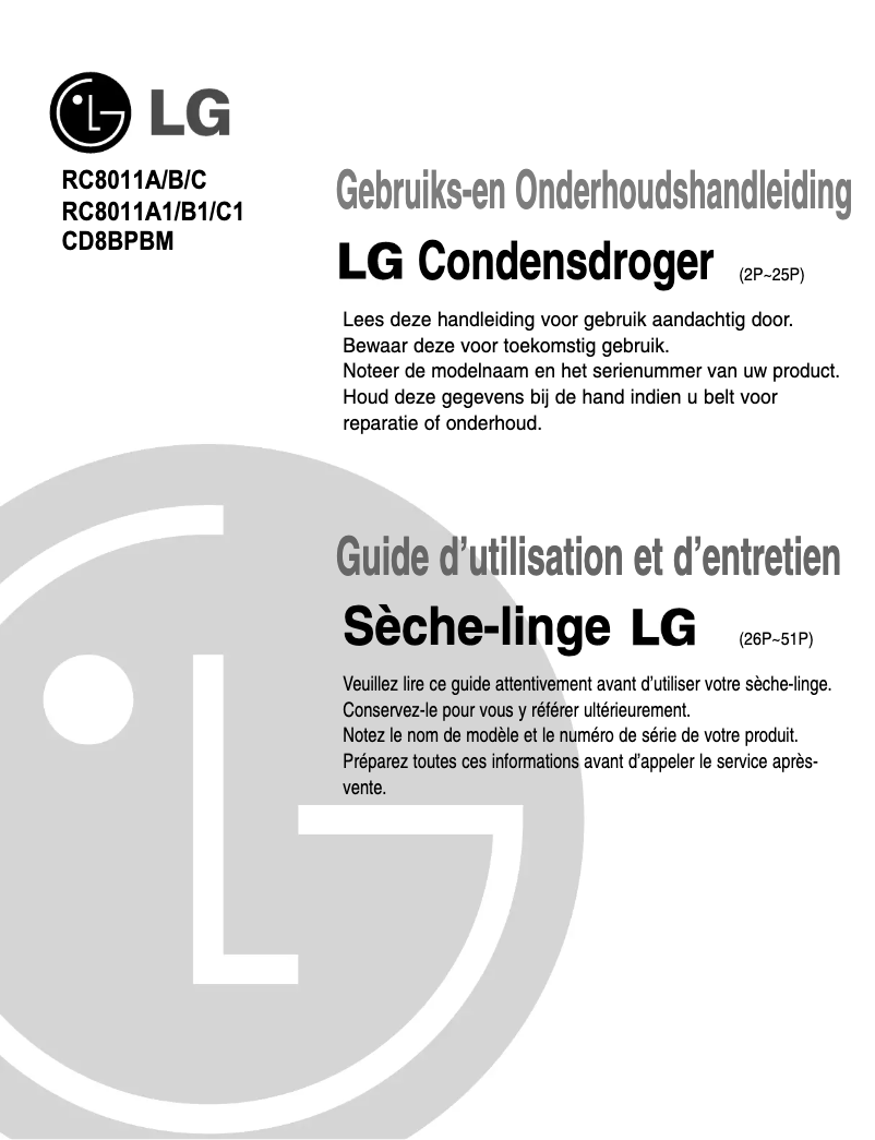Page n°1 - Manuel utilisateur LG RC8011A