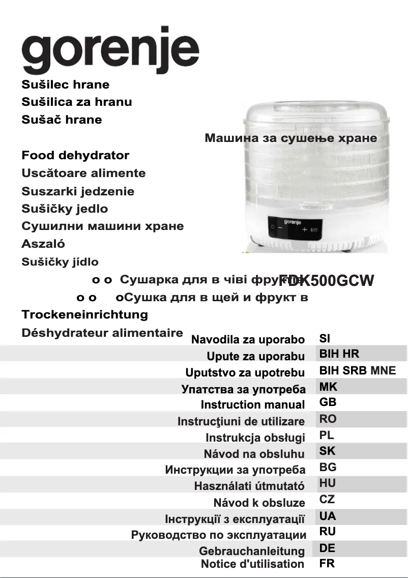 Page 1 de la notice Manuel utilisateur Gorenje FDK500GCW