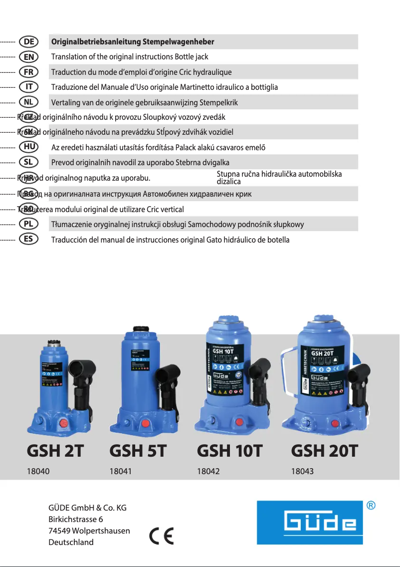 Page 1 de la notice Manuel utilisateur Güde GSH 10T