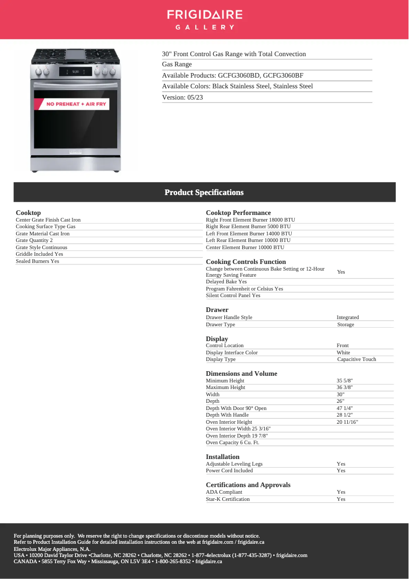 Image de la première page du manuel de l'appareil GCFG3060BD