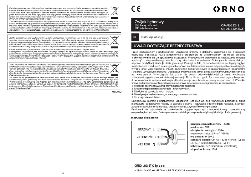 Image de la première page du manuel de l'appareil OR-AE-13248