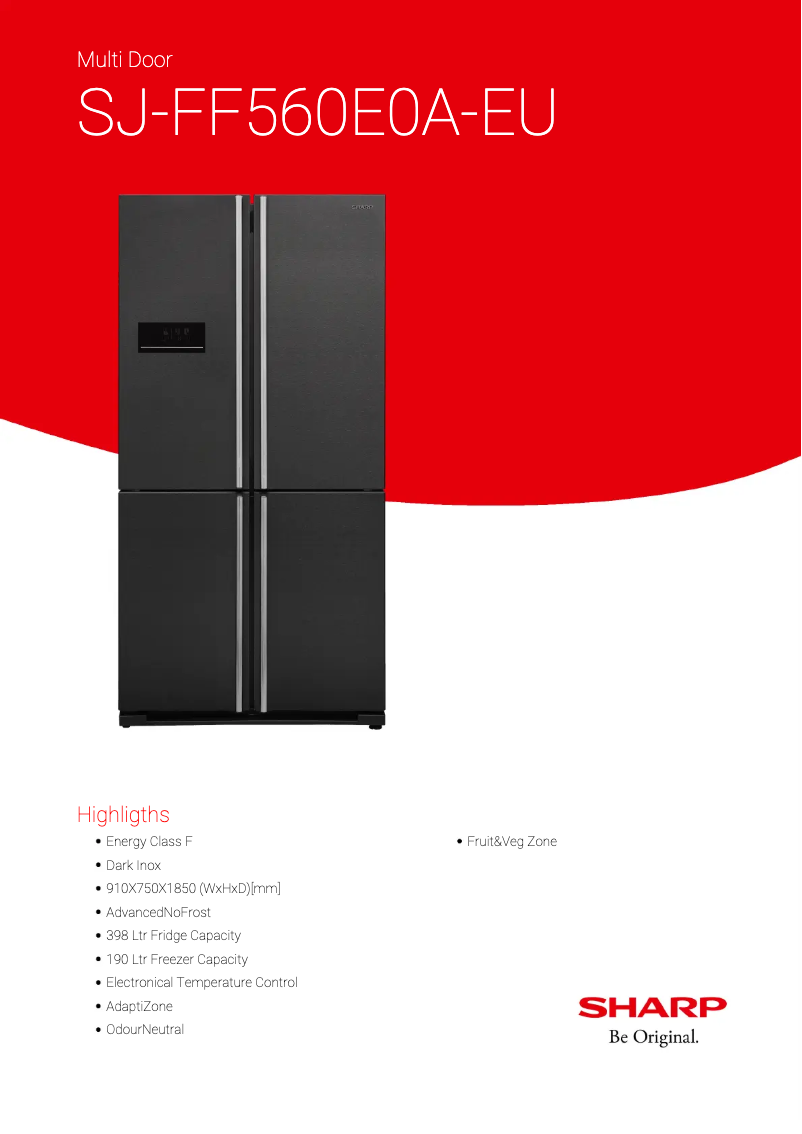 Page 1 de la notice Fiche technique Sharp SJ-FF560E0A