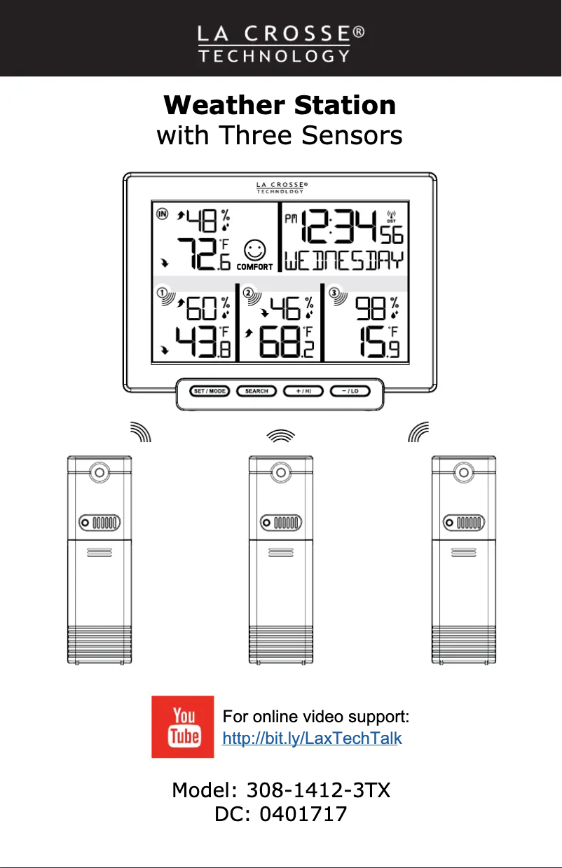 Page n°1 - Manuel utilisateur La Crosse Technology 308-1412-3TX