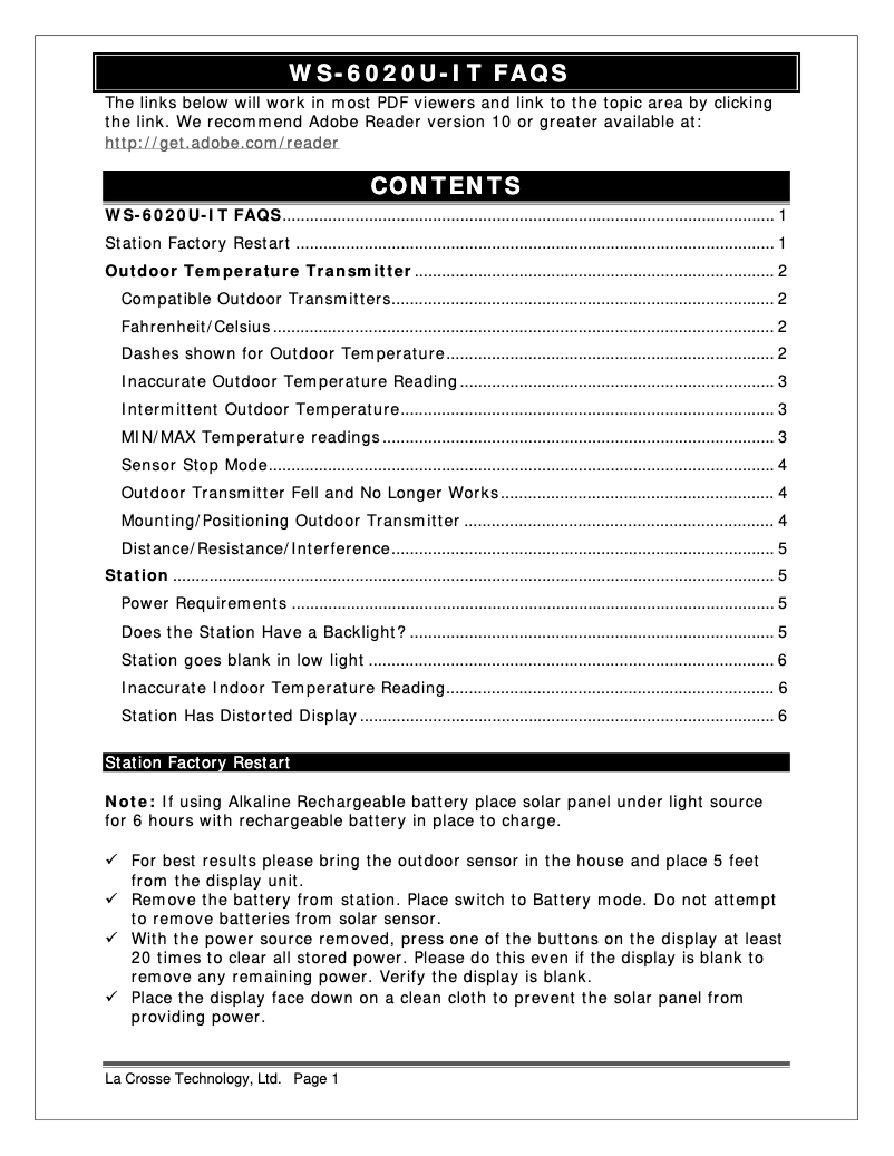 Image de la première page du manuel de l'appareil WS-6020U-IT