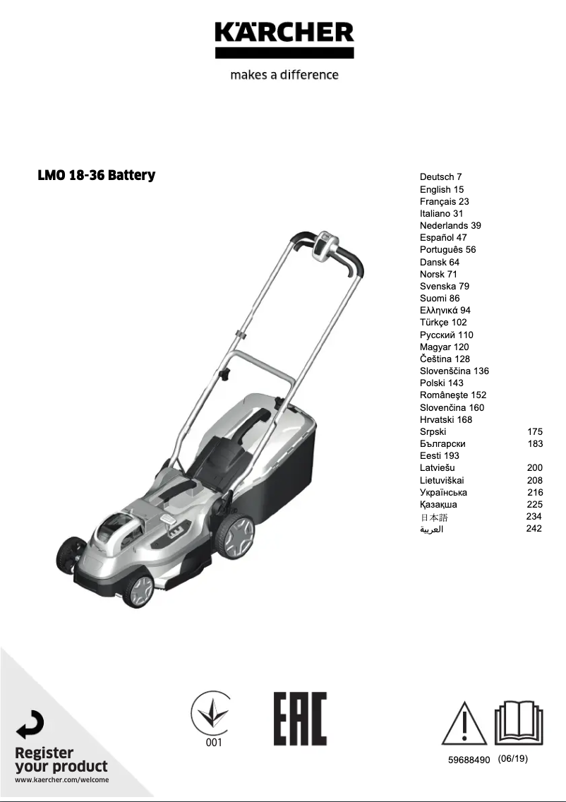 Page n°1 - Manuel utilisateur Kärcher LMO 18-36