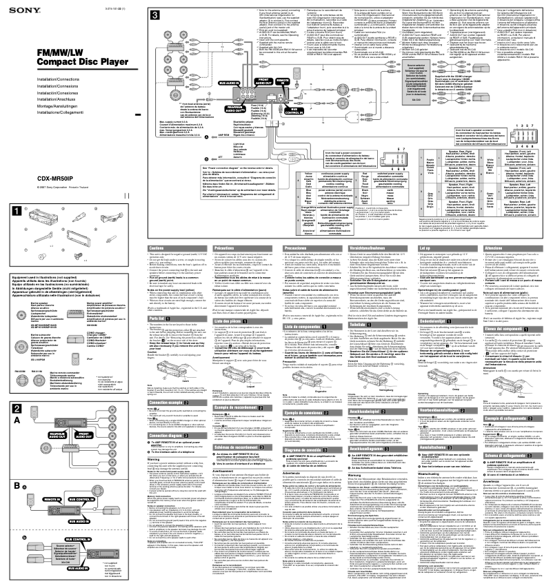 Page n°1 - Guide d'installation Sony CDX-MR50IP