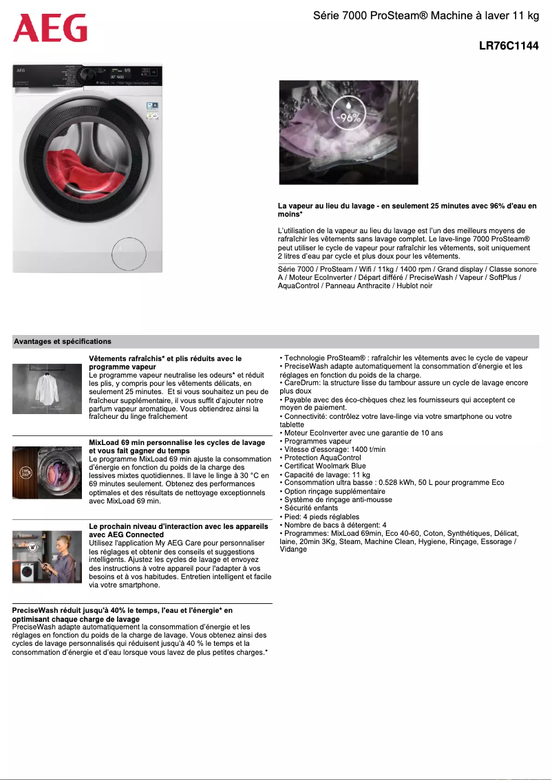 Page n°1 - Fiche technique AEG LR76C1144