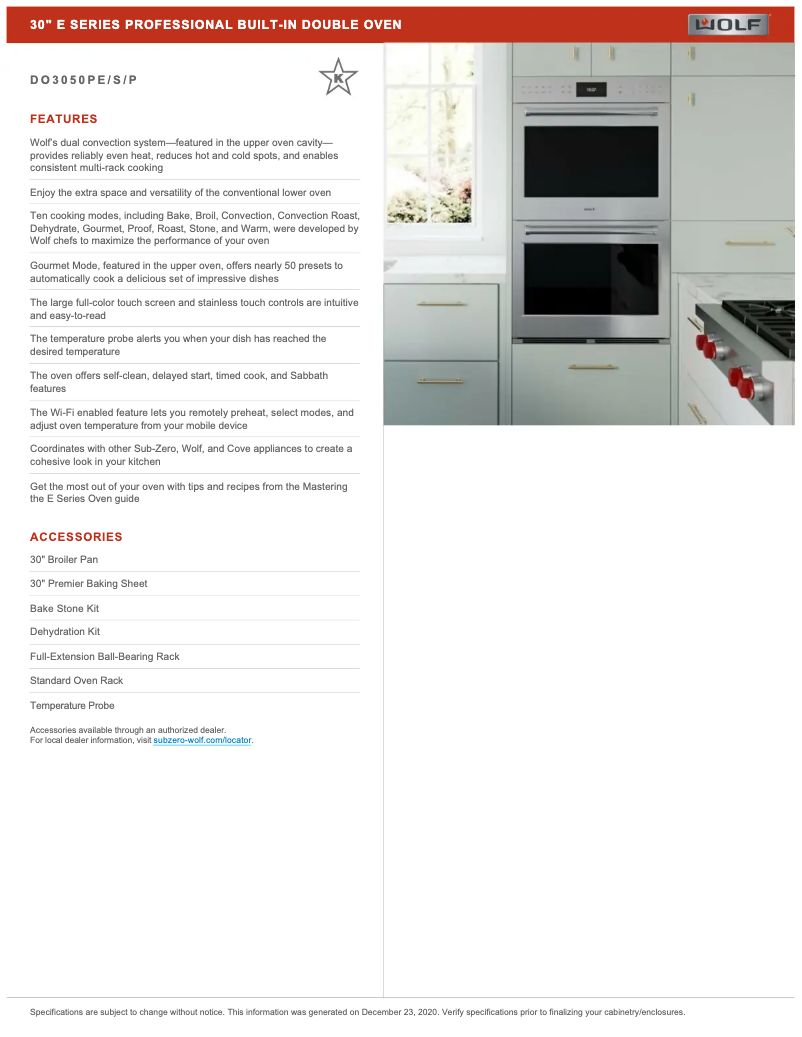 Page 1 de la notice Manuel utilisateur Wolf DO3050PE