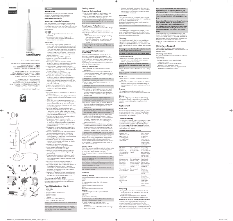 Page n°1 - Manuel utilisateur Philips Sonicare 3200 Series HX2471