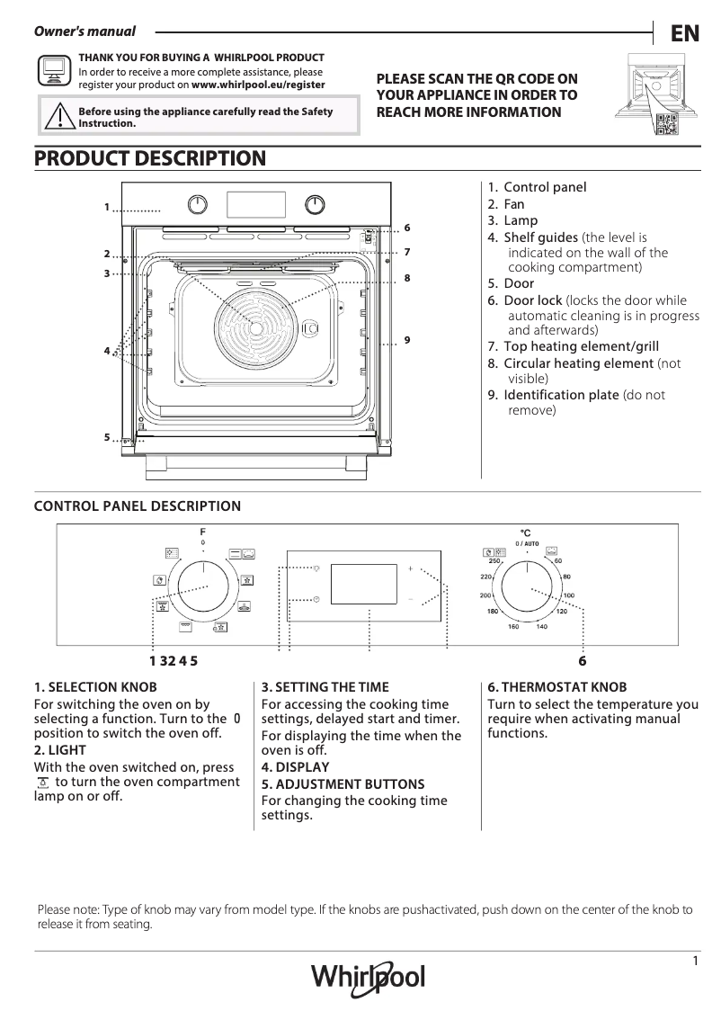 Image de la première page du manuel de l'appareil OWR551RR0B