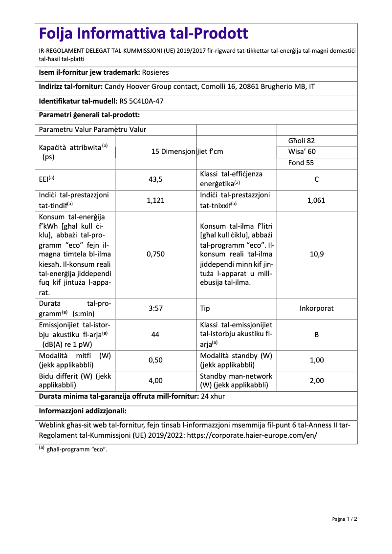 Image de la première page du manuel de l'appareil RS 5C4L0A-47
