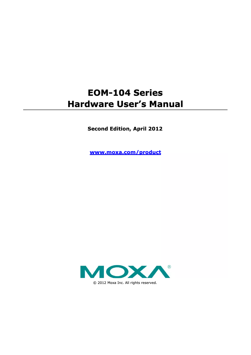 Page n°1 - Manuel utilisateur Moxa EOM-104