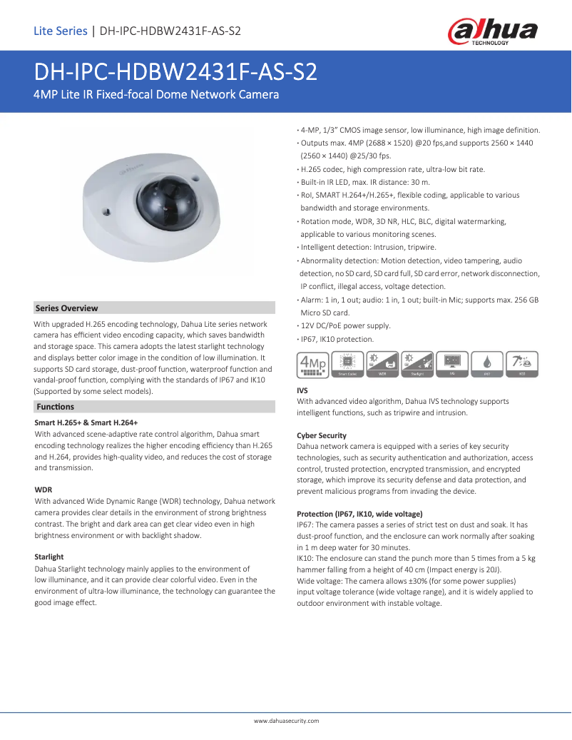 Image de la première page du manuel de l'appareil IPC-HDBW2431F-AS-S2