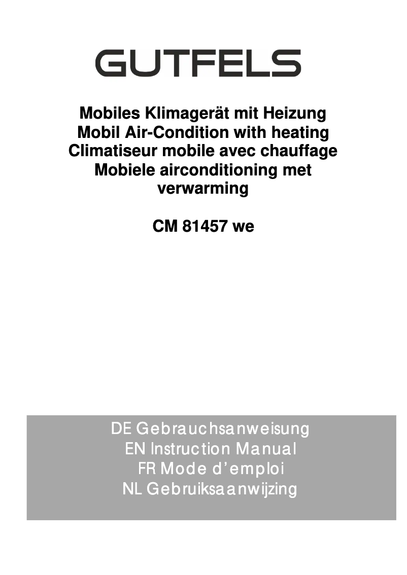 Page n°1 - Manuel utilisateur GUTFELS CM 81456 we