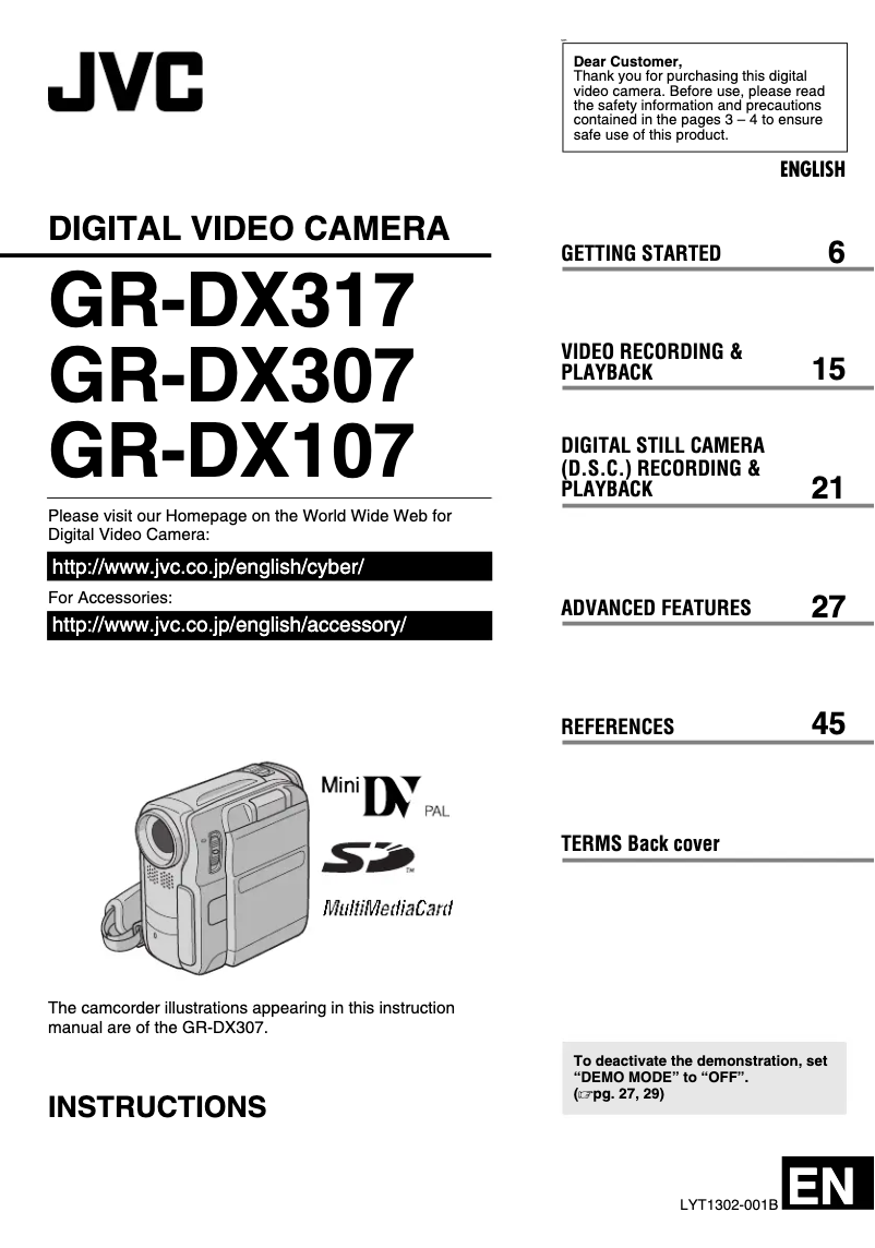 Page n°1 - Manuel utilisateur JVC GR-DX317