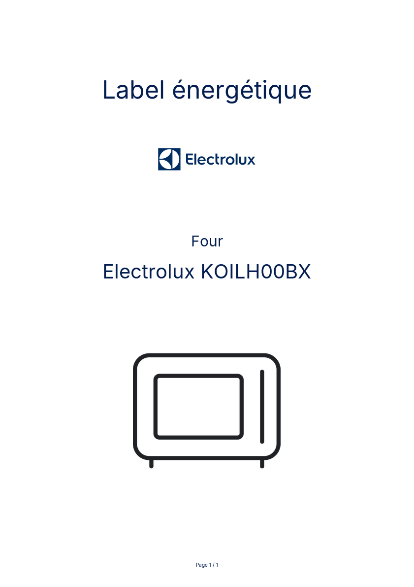 Page n°1 - Label énergétique Electrolux KOILH00BX