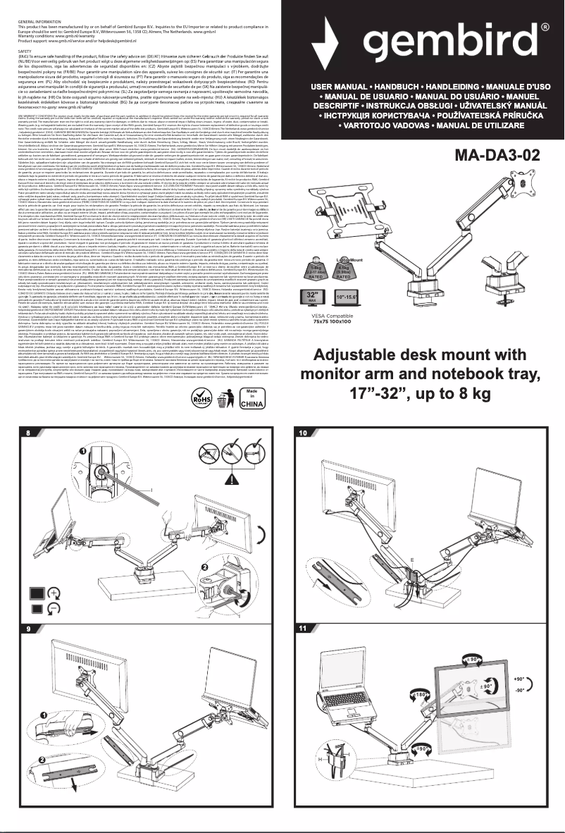 Page 1 de la notice Manuel utilisateur Gembird MA-DA3-02