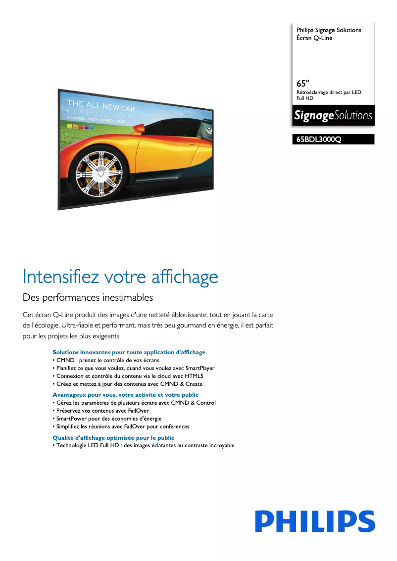 Imagen de la primera página del manual del dispositivo Q-Line 65BDL3000Q