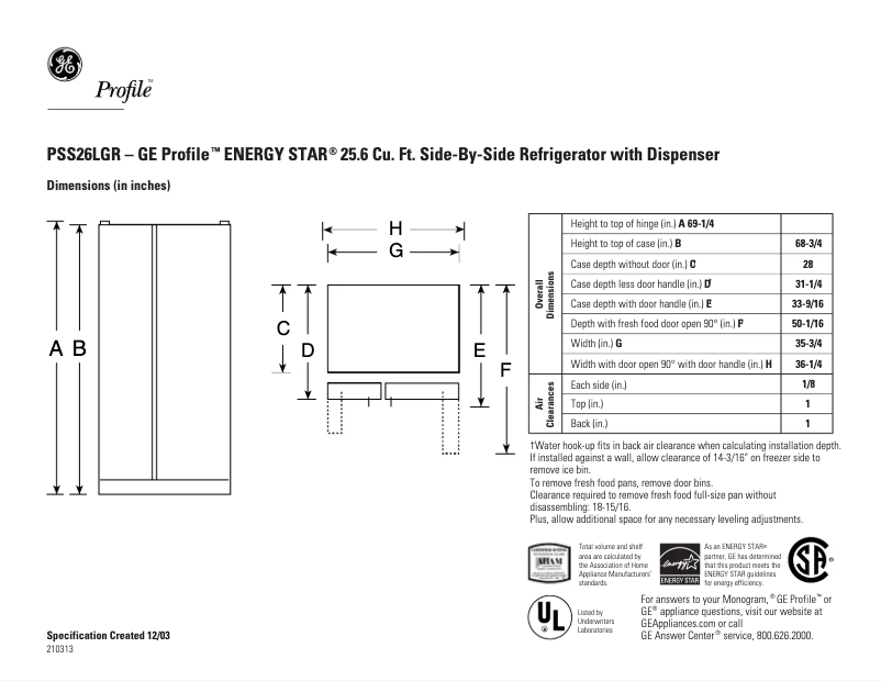 Imagen de la primera página del manual del dispositivo Profile PSS26LGRBB