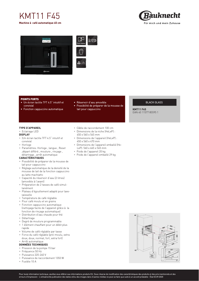 Image de la première page du manuel de l'appareil KMT11 F45