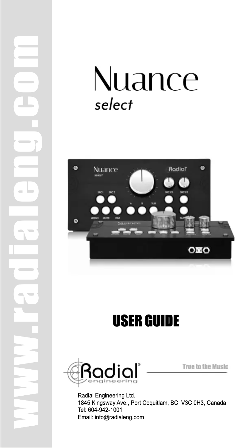Page 1 de la notice Manuel utilisateur Radial Engineering Nuance Select