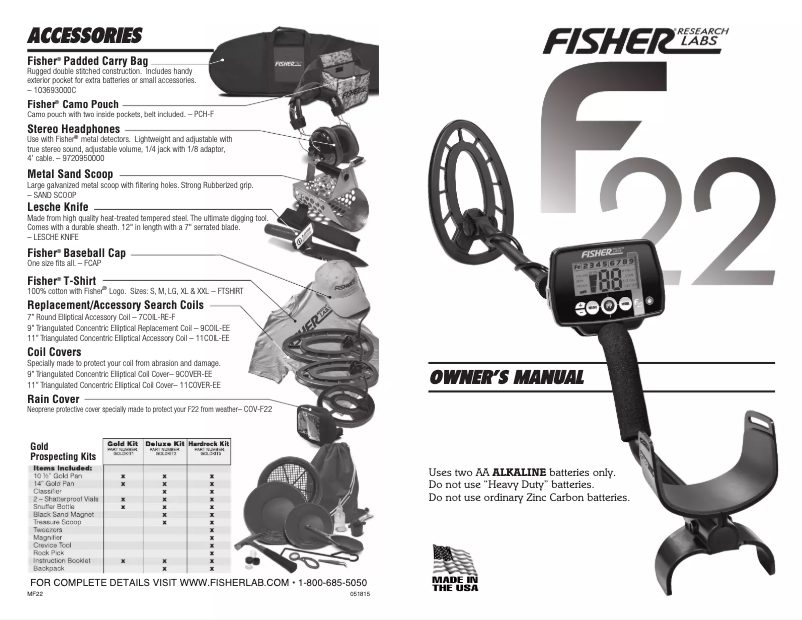 Image de la première page du manuel de l'appareil F22