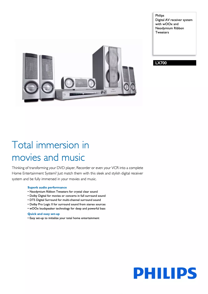Page n°1 - Fiche technique Philips LX700