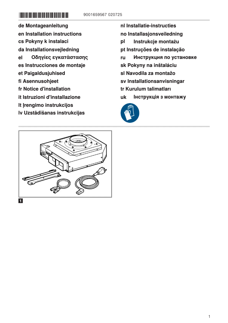 Page 1 de la notice Guide d'installation Gaggenau AR403122