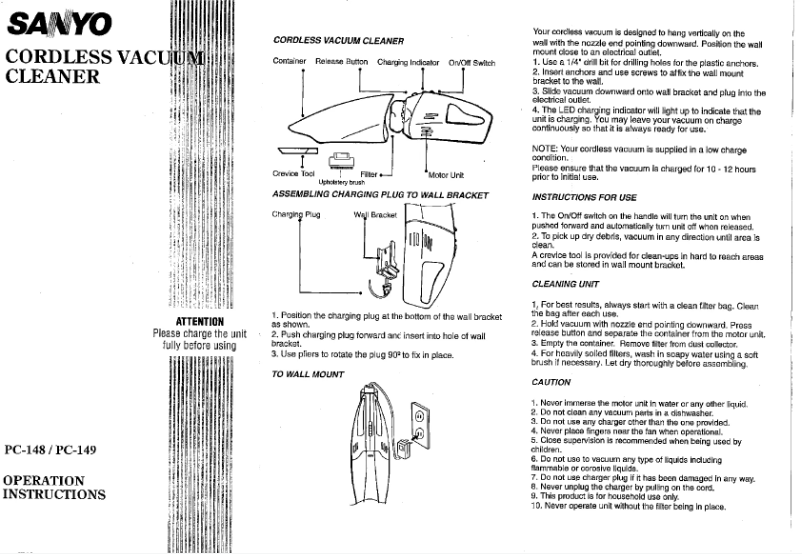 Page n°1 - Manuel utilisateur Sanyo PC-148