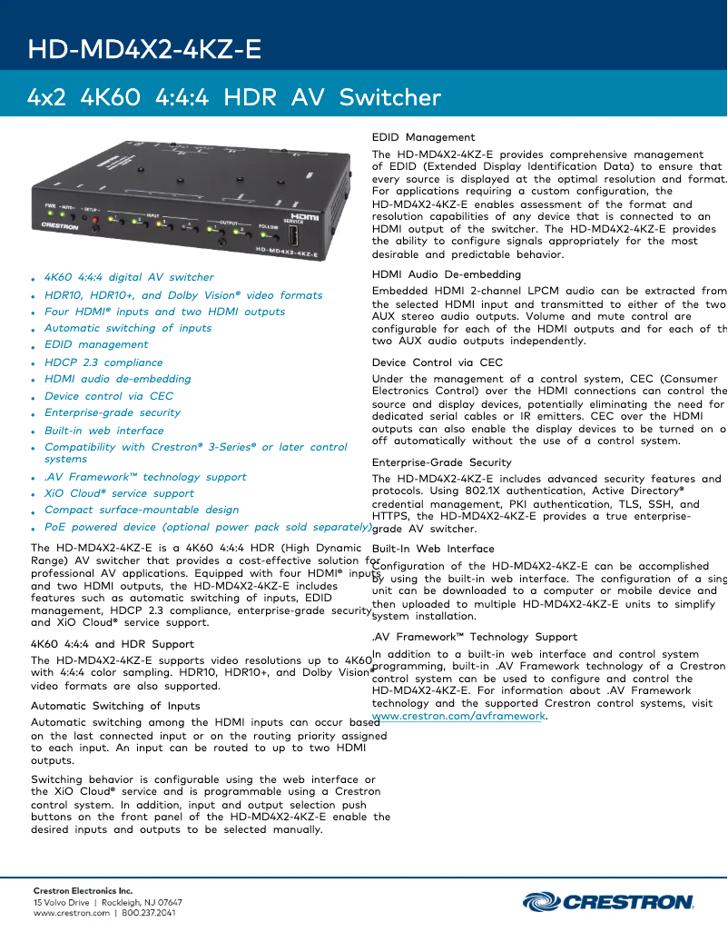 Image de la première page du manuel de l'appareil HD-MD4X2-4KZ-E