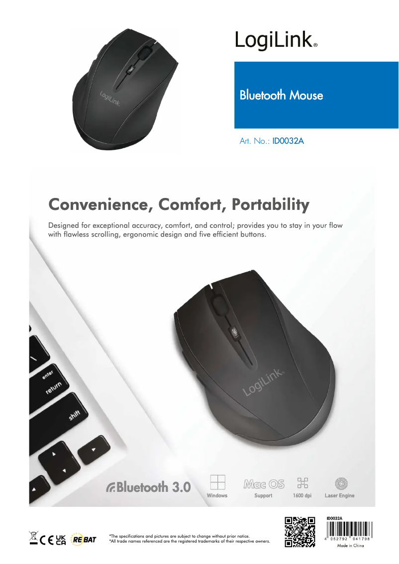 Page 1 de la notice Manuel utilisateur LogiLink ID0032A