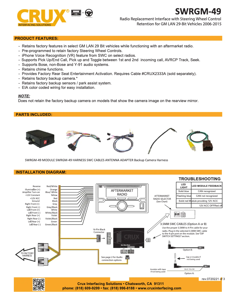 Page n°1 - Manuel utilisateur CRUX SWRGM-49